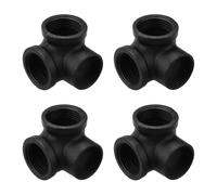 sourcing map 4 Pcs 3-Way Iron Pipe Connectors, 1" Side Outlet Elbow Corner Pipe Fitting Malleable Iron Plumbing Fittings for Industrial Shelving Decor Furniture DIY Projects