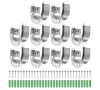 Sourcing Map 4 Pcs 38mm / 1-1/2" Inch Closet Rod Bracket, Stainless Steel U-Shaped Rod Socket Flange, Silver