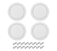 sourcing map 4 Pcs 3inch Black Speaker Grill Mesh Metal Woofer Guard Protector Dust Cover White Decorative Circle ABS Frame with Screws for Home Audio Car Speaker Replacement