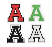 sourcing map 4 Pcs 4.5 Inch Iron-on Letters Patches, Letter A Embroidered Alphabet Appliques for Clothes Jacket Dress Hat Backpacks DIY Accessories, Green/Red/White/Black