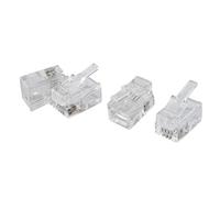 sourcing map 4 Pcs 4 Pin RJ10 4P4C Connector, Standard Telephone Modular Plug Phone Jack Adapter Crimp End for Telephone Handset Flat Stranded Cable, Clear