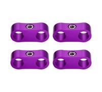 sourcing map 4 Pcs 4AN Hose Separator Clamp 10mm 3/8" ID Fuel Line Mounting Clamps Aluminum Hose Fitting Adapter Divider for Oil Hose Water Pipe Gas Line, Purple