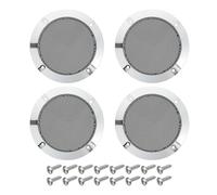 sourcing map 4 Pcs 4inch Black Speaker Grill Mesh Metal Woofer Guard Protector Dust Cover Bright Silver Decorative Circle ABS Frame with Screws for Home Audio Car Speaker Replacement