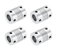 sourcing map 4 Pcs 5mm to 10mm Aluminum Alloy Shaft Coupling L24.5xD19 Flexible Coupler Beam for 3D Printer CNC Machine DIY Encoders and Motors Shaft,Silver