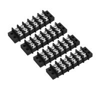 sourcing map 4 Pcs 6 Positions Terminal Block 300V 20A 9.5mm Pitch Dual Rows 6 Circuits DIN Row Screw Terminals Strip