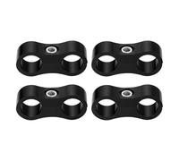 sourcing map 4 Pcs 6AN Hose Separator Clamp 14mm 9/16" ID Fuel Line Mounting Clamps Aluminum Hose Fitting Adapter Divider for Oil Hose Water Pipe Gas Line, Black
