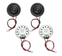 sourcing map 4 Pcs 8 Ohm Small Speaker, 0.5W 28mm Diameter Metal Shell Round Magnet Tiny Speaker with 100mm Terminal Wire Micro Internal for DVD, EVD, Mini Home Audio Loudspeaker