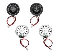 sourcing map 4 Pcs 8 Ohm Small Speaker, 0.5W 30mm Diameter Metal Shell Round Magnet Tiny Speaker with 100mm Terminal Wire Micro Internal for DVD, EVD, Mini Home Audio Loudspeaker
