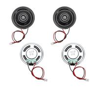 sourcing map 4 Pcs 8 Ohm Small Speaker, 0.5W 36mm Diameter Metal Shell Round Magnet Tiny Speaker with 100mm Terminal Wire Micro Internal for DVD, EVD, Mini Home Audio Loudspeaker