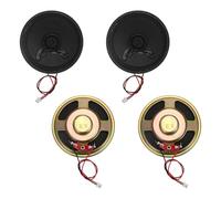 sourcing map 4 Pcs 8 Ohm Small Speaker, 2W 28mm Diameter Metal Shell Round Magnet Tiny Speaker with 100mm Terminal Wire Micro Internal for DVD, EVD, Mini Home Audio Loudspeaker