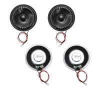 sourcing map 4 Pcs 8 Ohm Small Speaker, 2W 50mm Diameter Metal Shell Round Magnet Tiny Speaker with 100mm Terminal Wire Micro Internal for DVD, EVD, Mini Home Audio Loudspeakers
