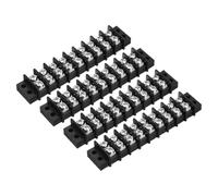 sourcing map 4 Pcs 9 Positions Terminal Block 300V 20A 9.5mm Pitch Dual Rows 9 Circuits DIN Row Screw Terminals Strip
