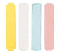 sourcing map 4 Pcs Adjustable Pen Loop Holder for Notebook, PU Leather Pen Holder Pencil Sleeve Elastic Strap Band Designed for Journals Clipboards, Notebooks(Yellow/Sky Blue/Pink/White)
