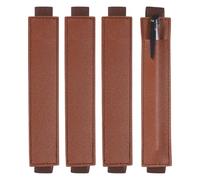 sourcing map 4 Pcs Adjustable Pen Loop Holder for Notebook, PU Leather Pen Holder Pencil Sleeve Elastic Strap Band Designed for Journals Clipboards, Notebooks, Journals, Calendars (Brown)