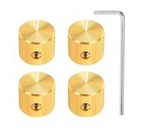 sourcing map 4 Pcs Aluminium Potentiometer Knobs, 1/4"(6.4mm) IDx5/8"(15mm) ODx1/2"(12.5mm) Height Universal Volume Tone Control Knobs for Guitar, Bass, Straight Line Indicator, Gold