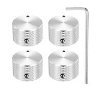 sourcing map 4 Pcs Aluminium Potentiometer Knobs, 1/4" (6mm) Universal Volume Tone Control Knobs for Guitar, Bass, Grid 5/8" Silver