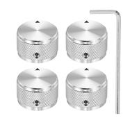 sourcing map 4 Pcs Aluminium Potentiometer Knobs, 1/4" (6mm) Universal Volume Tone Control Knobs for Guitar, Bass, Diamond 5/8" Silver
