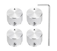 sourcing map 4 Pcs Aluminium Potentiometer Knobs, 3/16"(4mm) IDx7/8"(20mm) ODx5/8"(15.5mm) Height Universal Volume Tone Control Knobs for Guitar, Bass, Arrow Indicator, Silver