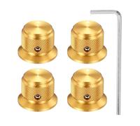 sourcing map 4 Pcs Aluminium Potentiometer Knobs, 3/16" (4mm) Universal Volume Tone Control Knobs for Guitar, Bass, 3/4" Gold