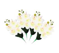 sourcing map 4 Pcs Artificial Phalaenopsis Fake Flowers, 12 Inch Real Touch Artificial Floral Fake Bouquet for Wedding Bride Shower Gift Home Decor DIY Crafts, White