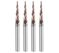 sourcing map 4 Pcs Ball Nose End Mill 2 Flute 0.038" Diameter 1/8" Shank Tungsten Carbide TiAlN Coated Spiral CNC Router Bits 0.59" Cutting Length Single End Ball for Carving Engraving Grinding
