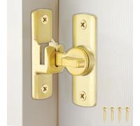 sourcing map 4 Pcs Barn Door Lock, 90/180 Degree Flip Barn Door Lock Aluminum Alloy Sliding Security Latch with Screws for Garden Cabinets Bathroom, Gold
