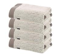 sourcing map 4 Pcs Bathroom Hand Towels Light Brown Soft Absorbent Face Towels Cotton Wash Cloths 13 x 29 Inch Kitchen Hand Towels for Bathroom Gym Drying Hand Face Hair (Vertical Stripe)