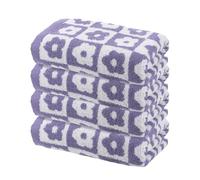 sourcing map 4 Pcs Bathroom Hand Towels Purple Soft Absorbent Face Towels Cotton Wash Cloths 13 x 29 Inch Kitchen Hand Towels for Bathroom Gym Drying Hand Face Hair (Checkered)