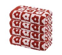 sourcing map 4 Pcs Bathroom Hand Towels Red Soft Absorbent Face Towels Cotton Wash Cloths 13 x 29 Inch Kitchen Hand Towels for Bathroom Gym Drying Hand Face Hair (Checkered)