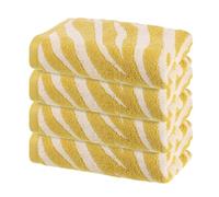 sourcing map 4 Pcs Bathroom Hand Towels Yellow Soft Absorbent Face Towels Cotton Wash Cloths 13 x 29 Inch Kitchen Hand Towels for Bathroom Gym Drying Hand Face Hair (Tiger Stripe)