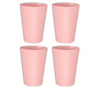 sourcing map 4 Pcs Bathroom Tumbler, 13.5 oz Reusable Plastic Toothbrush Cups 2.2 x 4.1" Unbreakable Toothbrush Holders for Storing Toothpaste Comb Pen Water Beverages, Pink