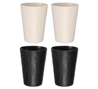 sourcing map 4 Pcs Bathroom Tumbler, 13.5 oz Reusable Plastic Toothbrush Cups 2.2 x 4.1" Unbreakable Toothbrush Holders for Storing Toothpaste Comb Pen Water Beverages, Black/Beige