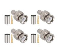 sourcing map 4 Pcs BNC Male Crimp Connector, 5mm 50 Ohm PTFE Insulation BNC Male Coax Connectors for RG6 5D-FB LMR300 Coax Cable Wireless Internet