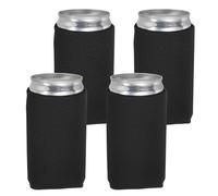 sourcing map 4 Pcs Can Cooler Sleeve, 12oz Insulated Neoprene Beer Bottle Cooler Covers Non-Slip Soda Can Sleeves Standard Drink Holder for Beer Soda and Water Bottles, Black
