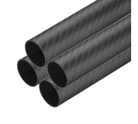 sourcing map 4 Pcs Carbon Fiber Tube 25 x 27 x 500mm Matte Surface Rod 3K Roll Wrapped Pure Carbon Round Tubing for RC Airplane Multicopter