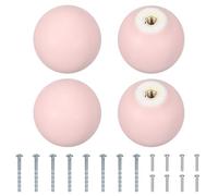 sourcing map 4 Pcs Ceramic Cabinet Knobs, 1.3 Inch Round Ceramic Drawer Knob Dresser Pulls with Mounting Screws Knobs Furniture Handles for Kitchen Closet Cupboard Nursery Decor, Pink