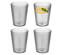 sourcing map 4 Pcs Clear Acrylic Drinking Glasses, 7.4oz Reusable Water Tumblers Stripe Texture Water Cup Unbreakable Stackable for Water Juice Beer Cocktail Whiskey, Gray
