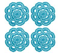 sourcing map 4 Pcs Crochet Handmade Cotton Placemats, 6.3" Round Lace Doilies Coaster, Lace Gimp Tray Coasters for Crafts, Daily Kitchen Use, Tea Cup, Festivals, Home Decoration, Blue