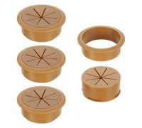 sourcing map 4 Pcs Desk Grommet, Fit 60mm/2.36" Plastic Cable Hole Cover Bulk Top Hat Grommet Desk Hole Cover for Cables Home Office, Brown