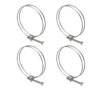sourcing map 4 Pcs Double Wire Hose Clips 120-130 mm 304 Stainless Steel Adjustable Wire Pipe Tube Clamps with M8 Screw Plumbing Joint Fastener for Dust Collection Pool Pond, Silver