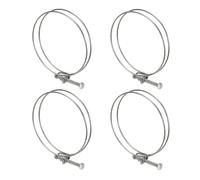 sourcing map 4 Pcs Double Wire Hose Clips 125-135 mm 304 Stainless Steel Adjustable Wire Pipe Tube Clamps with M8 Screw Plumbing Joint Fastener for Dust Collection Pool Pond, Silver