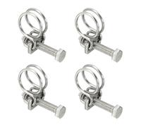 sourcing map 4 Pcs Double Wire Hose Clips 16-19 mm 304 Stainless Steel Adjustable Wire Pipe Tube Clamps with M6 Screw Plumbing Joint Fastener for Dust Collection Pool Pond, Silver