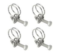 sourcing map 4 Pcs Double Wire Hose Clips 18-22 mm 304 Stainless Steel Adjustable Wire Pipe Tube Clamps with M6 Screw Plumbing Joint Fastener for Dust Collection Pool Pond, Silver
