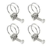 sourcing map 4 Pcs Double Wire Hose Clips 20-24 mm 304 Stainless Steel Adjustable Wire Pipe Tube Clamps with M6 Screw Plumbing Joint Fastener for Dust Collection Pool Pond, Silver