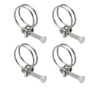 sourcing map 4 Pcs Double Wire Hose Clips 38-42 mm 304 Stainless Steel Adjustable Wire Pipe Tube Clamps with M8 Screw Plumbing Joint Fastener for Dust Collection Pool Pond, Silver