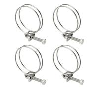 sourcing map 4 Pcs Double Wire Hose Clips 43-48 mm 304 Stainless Steel Adjustable Wire Pipe Tube Clamps with M6 Screw Plumbing Joint Fastener for Dust Collection Pool Pond, Silver