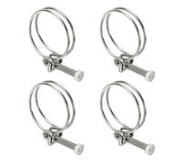sourcing map 4 Pcs Double Wire Hose Clips 47-53 mm 304 Stainless Steel Adjustable Wire Pipe Tube Clamps with M8 Screw Plumbing Joint Fastener for Dust Collection Pool Pond, Silver