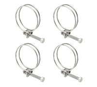 sourcing map 4 Pcs Double Wire Hose Clips 65-72 mm 304 Stainless Steel Adjustable Wire Pipe Tube Clamps with M8 Screw Plumbing Joint Fastener for Dust Collection Pool Pond, Silver