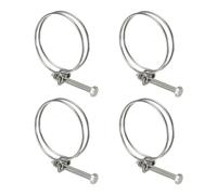 sourcing map 4 Pcs Double Wire Hose Clips 70-76 mm 304 Stainless Steel Adjustable Wire Pipe Tube Clamps with M8 Screw Plumbing Joint Fastener for Dust Collection Pool Pond, Silver