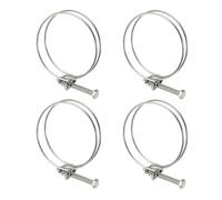 sourcing map 4 Pcs Double Wire Hose Clips 93-100 mm 304 Stainless Steel Adjustable Wire Pipe Tube Clamps with M8 Screw Plumbing Joint Fastener for Dust Collection Pool Pond, Silver